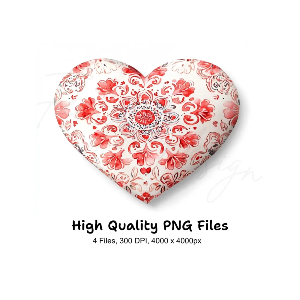 Floral Patterned Hearts Clipart Bundle