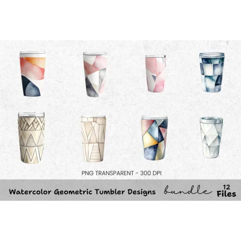 Geometric Tumbler Designs Clipart Bundle