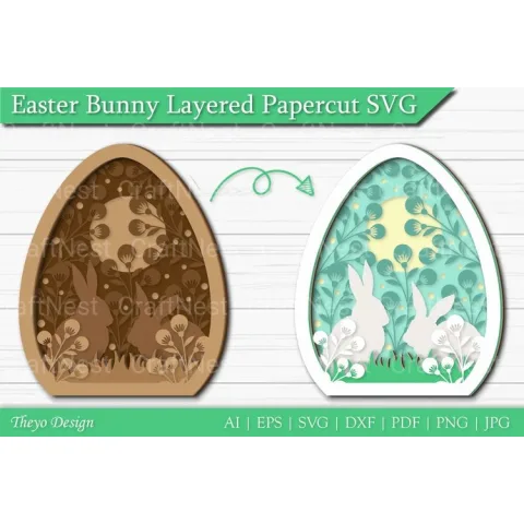 Easter Bunny Layered Papercut SVG Bundle