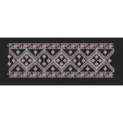 Floral Border Pink & White Embroidery Design