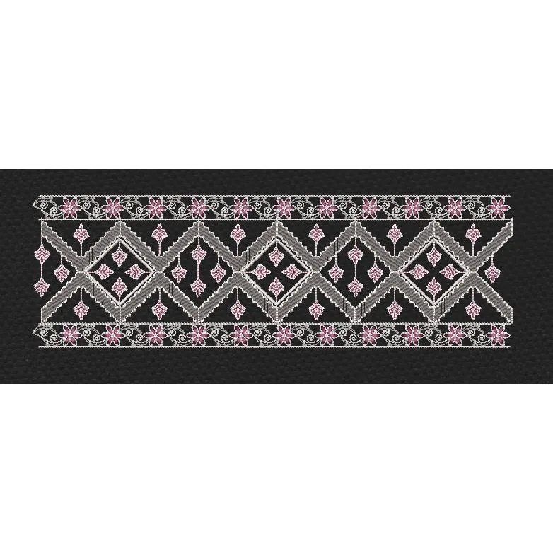 Floral Border Pink & White Embroidery Design