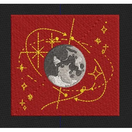 Orbital Moon Gold & Grey Embroidery Design