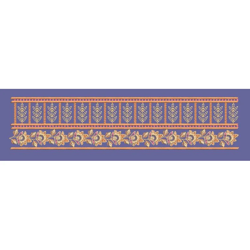 Floral Pillar Botanical Pattern Border Embroidery Design