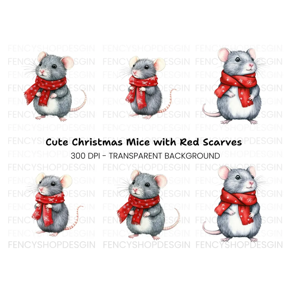 Cute Winter Mouse Clipart Bundle