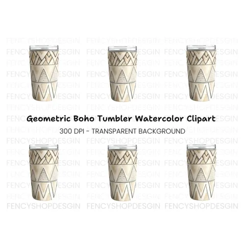 Boho Geometric Tumbler Clipart Bundle