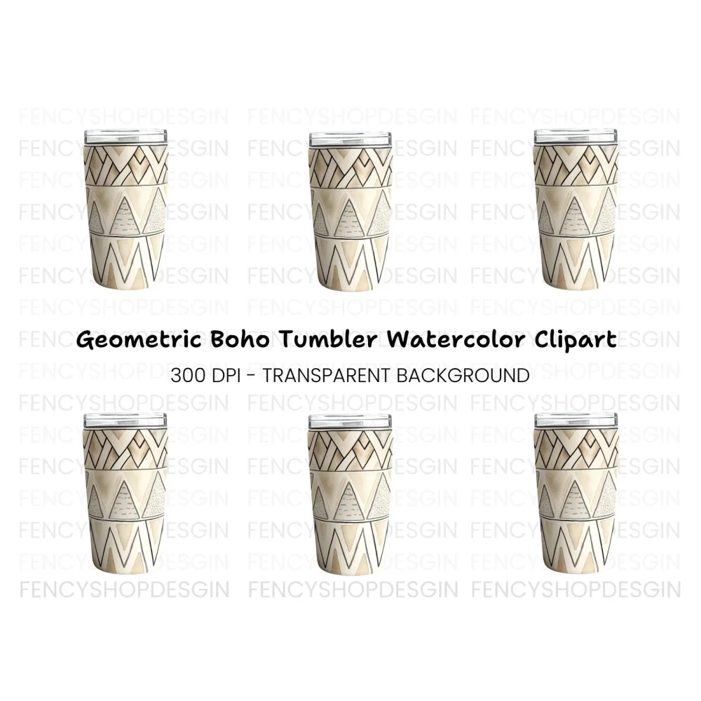 Boho Geometric Tumbler Clipart Bundle
