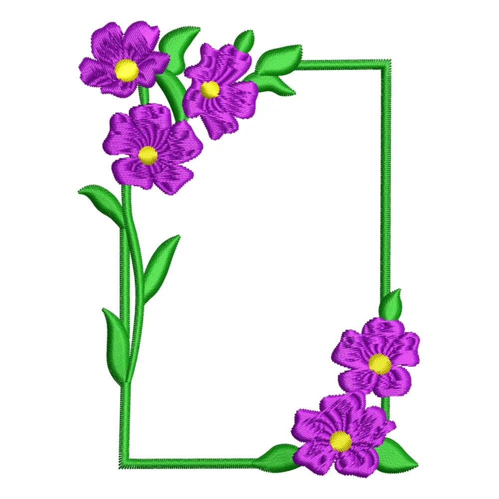 Flower Picture Frame Embroidery Design