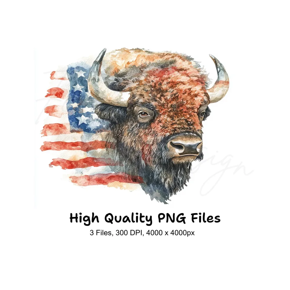 Bison Head USA Flag Clipart Bundle