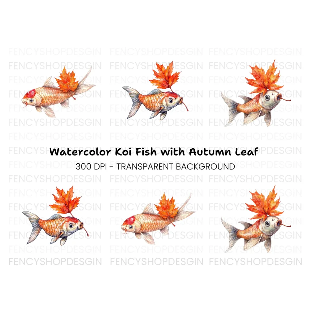 Autumn Koi Fish Clipart Bundle