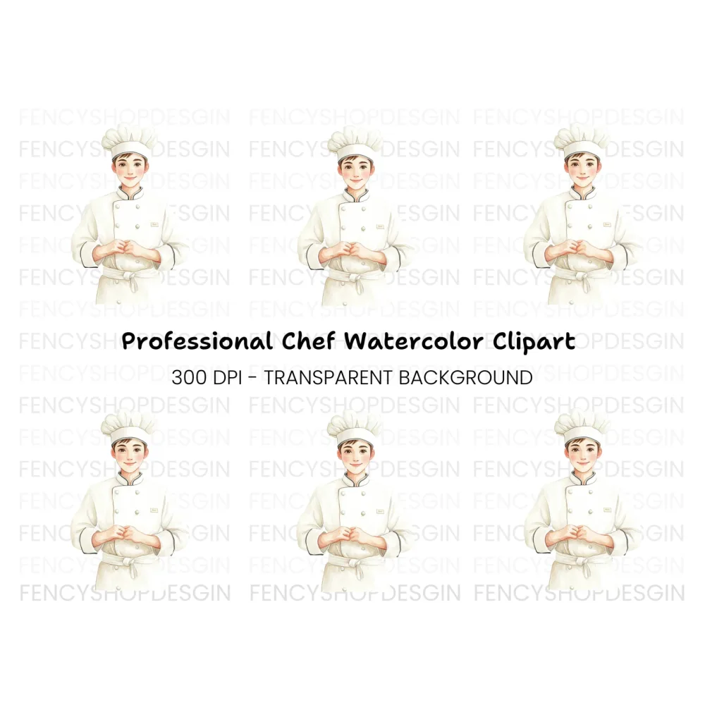 Smiling Male Chef Illustration Clipart Bundle