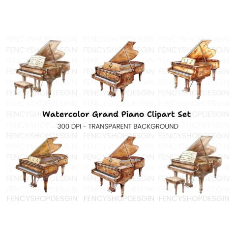 Grand Piano Clipart Bundle
