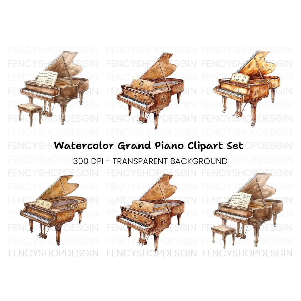 Grand Piano Clipart Bundle