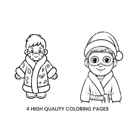 Winter Boy with Mask Coloring Books