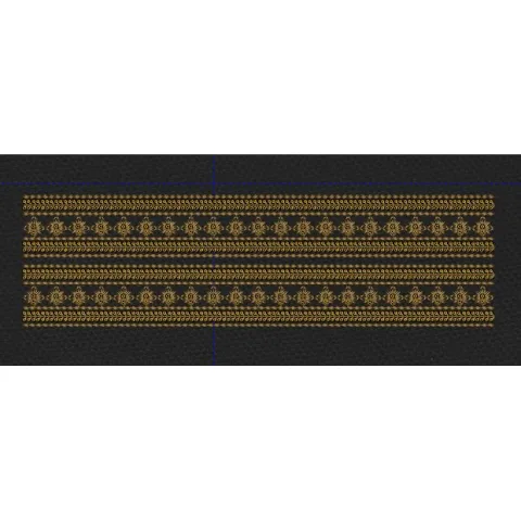 Mughal Multi Row Zari Border Black & Gold Embroidery Design
