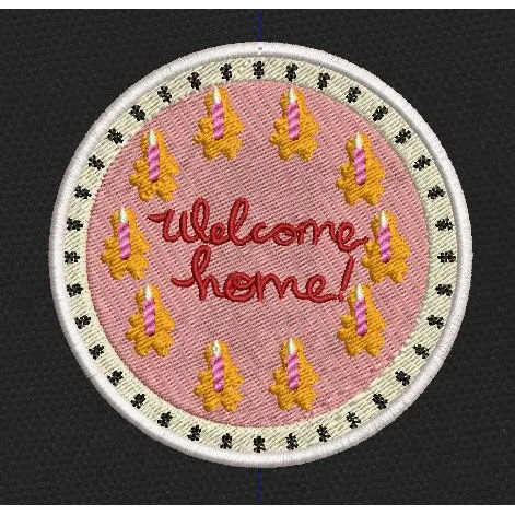 Welcome Home Cake Patch Embroidery Design