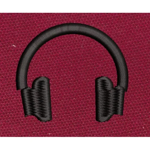 Black Headphone Embroidery Design