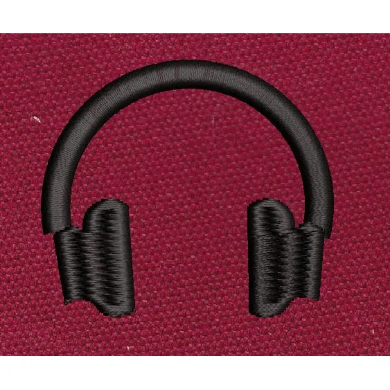 Black Headphone Embroidery Design