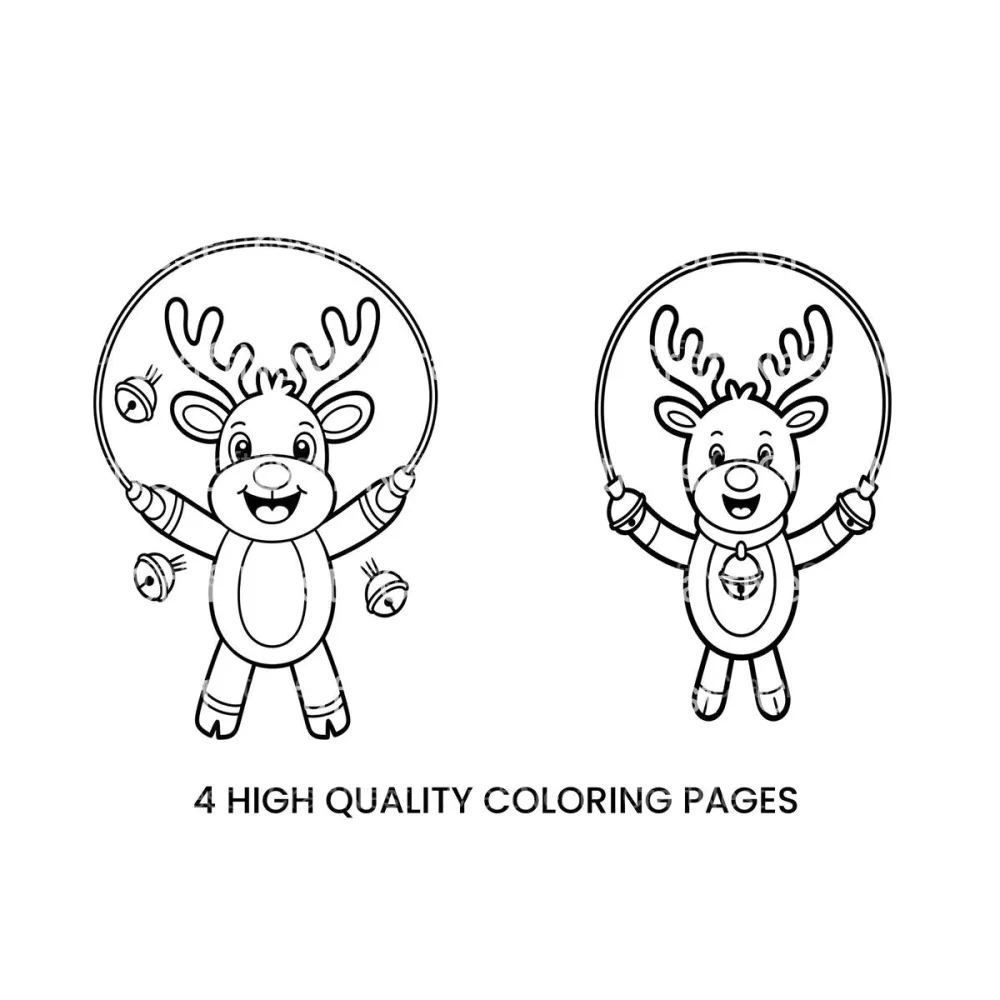 Playful Reindeer Jumping Rope Coloring Books