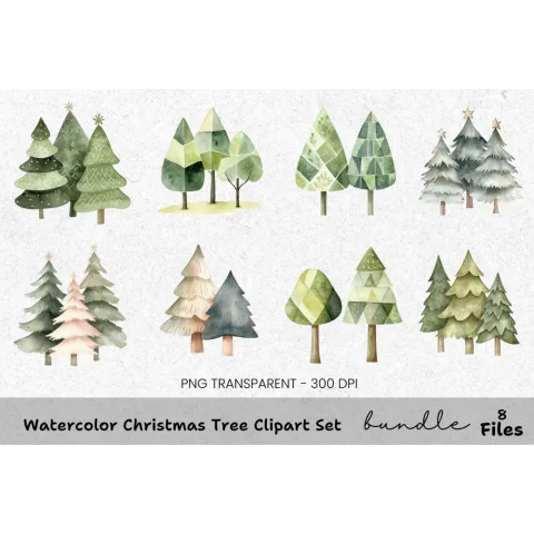 Christmas Tree Clipart Bundle