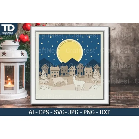 Shadow Box Christmas Layered Papercut SVG