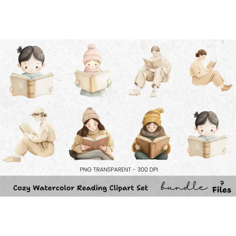 Cozy Reading Clipart Bundle