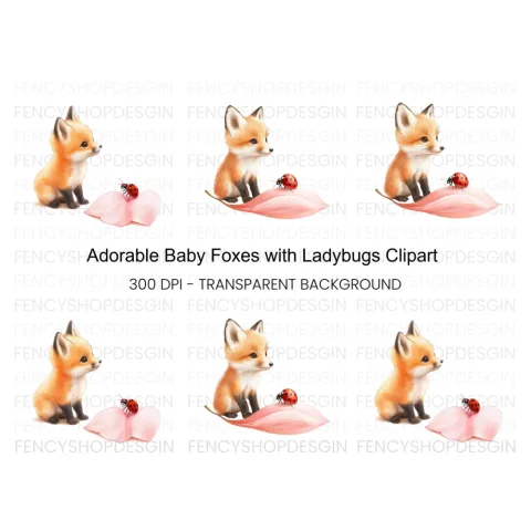 Adorable Fox and Ladybug Clipart Bundle