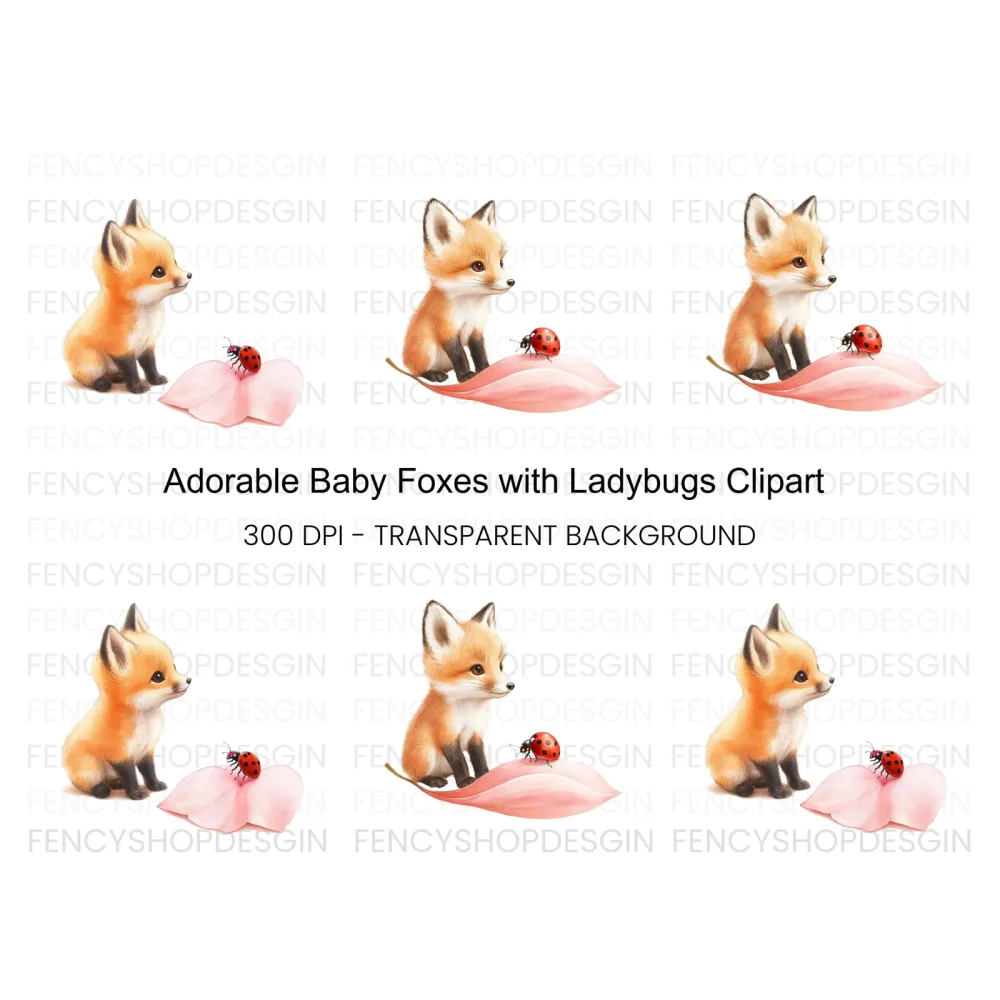 Adorable Fox and Ladybug Clipart Bundle