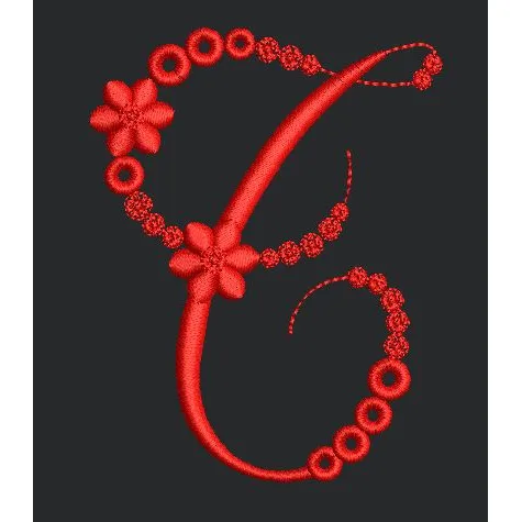 Floral T Red Colour Embroidery Design