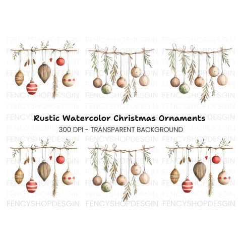 Christmas Ornaments Garland Clipart Bundle