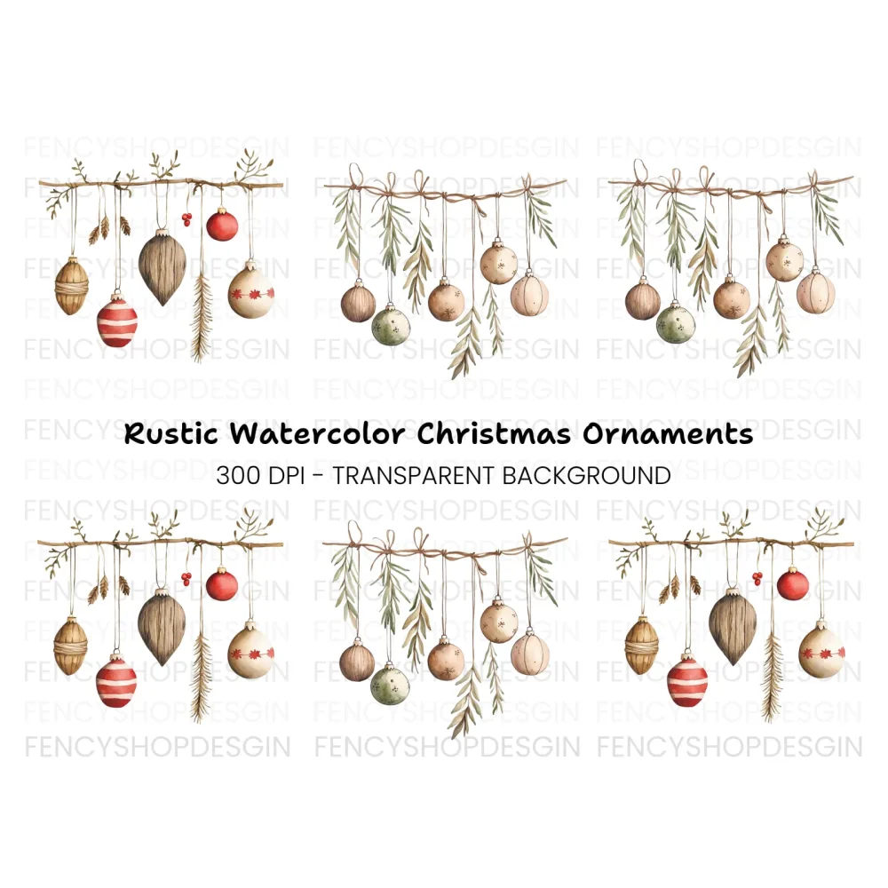 Christmas Ornaments Garland Clipart Bundle