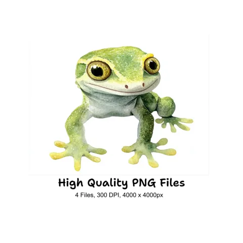 Cute Green Gecko Clipart Bundle