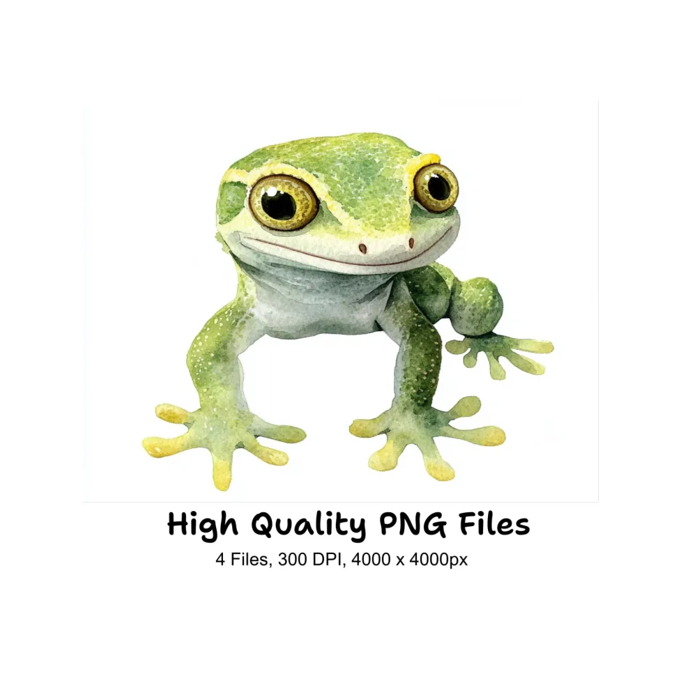 Cute Green Gecko Clipart Bundle