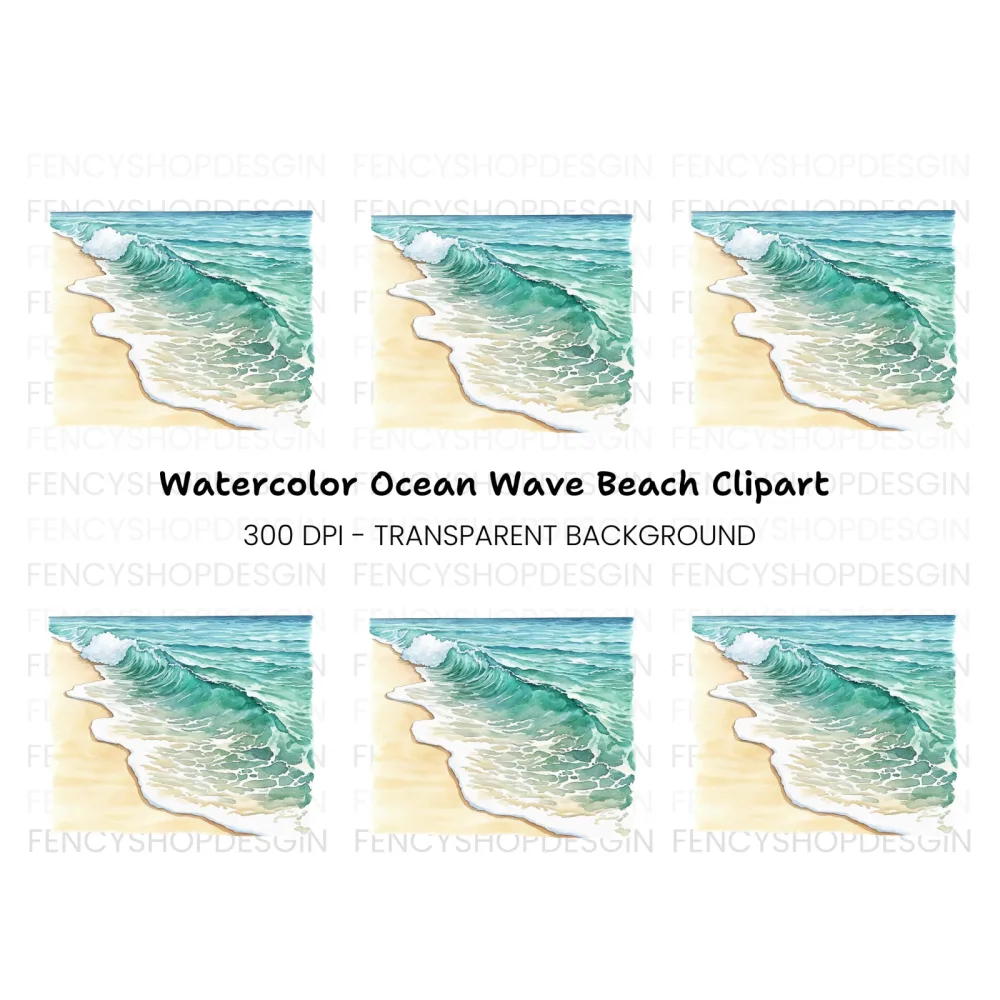 Ocean Waves Beach Clipart Bundle