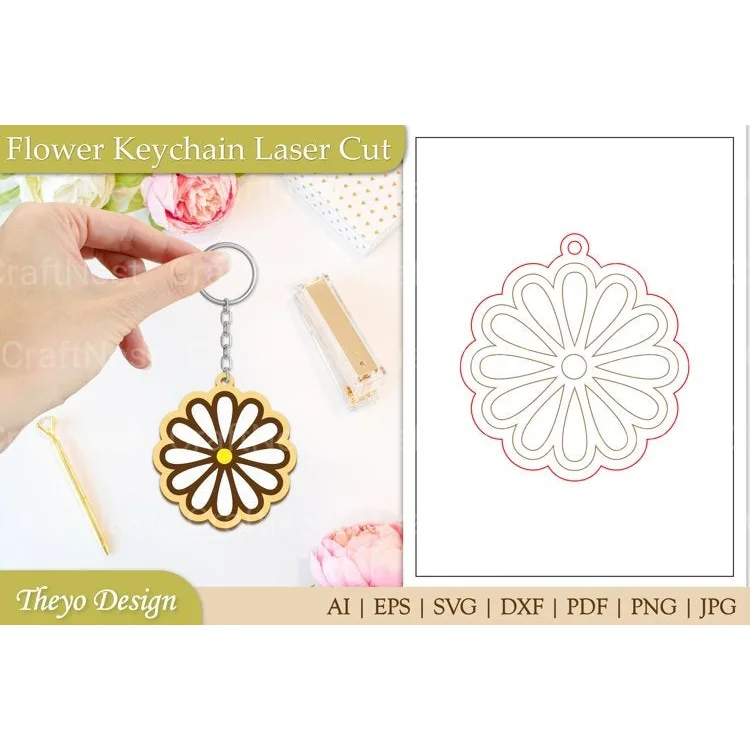 Flower Keychain SVG Bundle