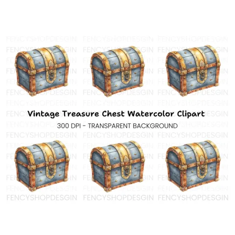 Vintage Treasure Chest Clipart Bundle
