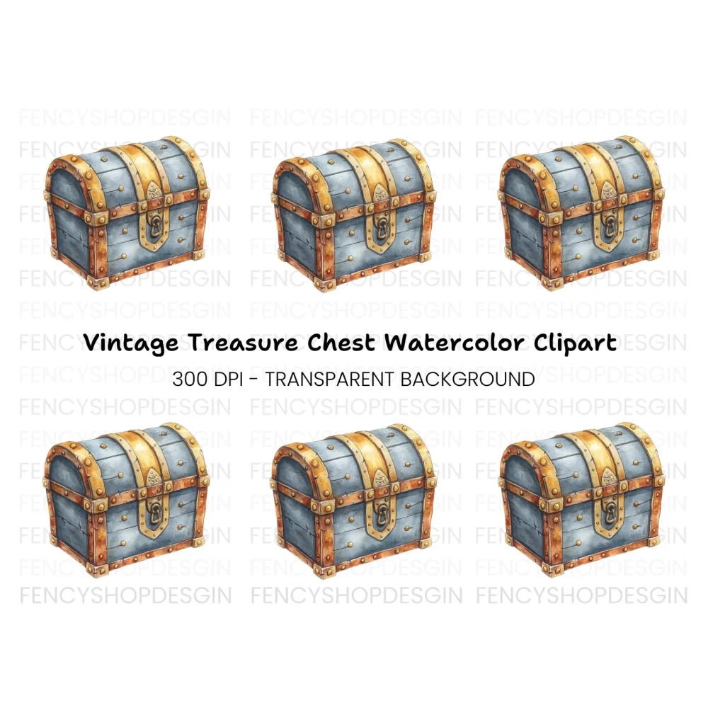 Vintage Treasure Chest Clipart Bundle