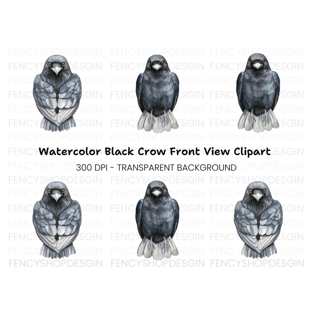 Front Facing Crow Clipart Bundle
