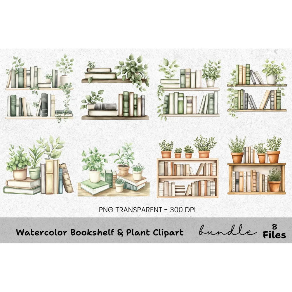 Bookshelf Plant Clipart Bundle