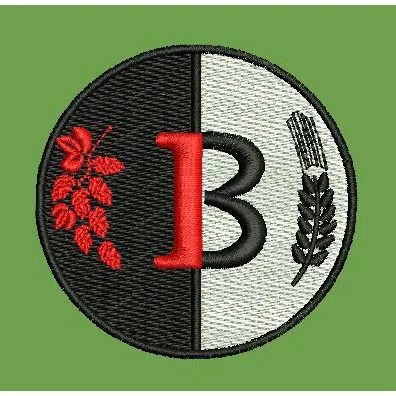 Split Field Botanical Letter B Emblem Embroidery Design