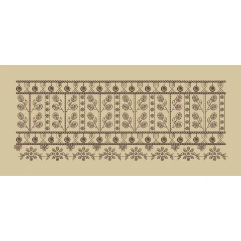 Ornate Rose Pillar and Medallion Border Embroidery Design