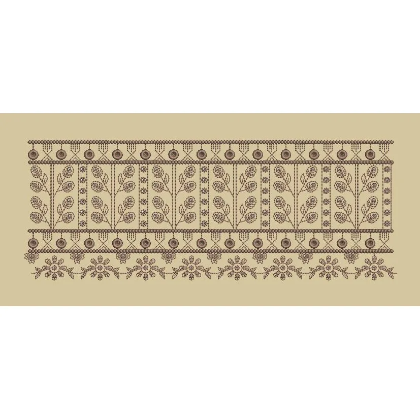 Ornate Rose Pillar and Medallion Border Embroidery Design