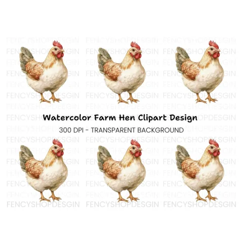 Brown Hen Farm Animal Clipart Bundle