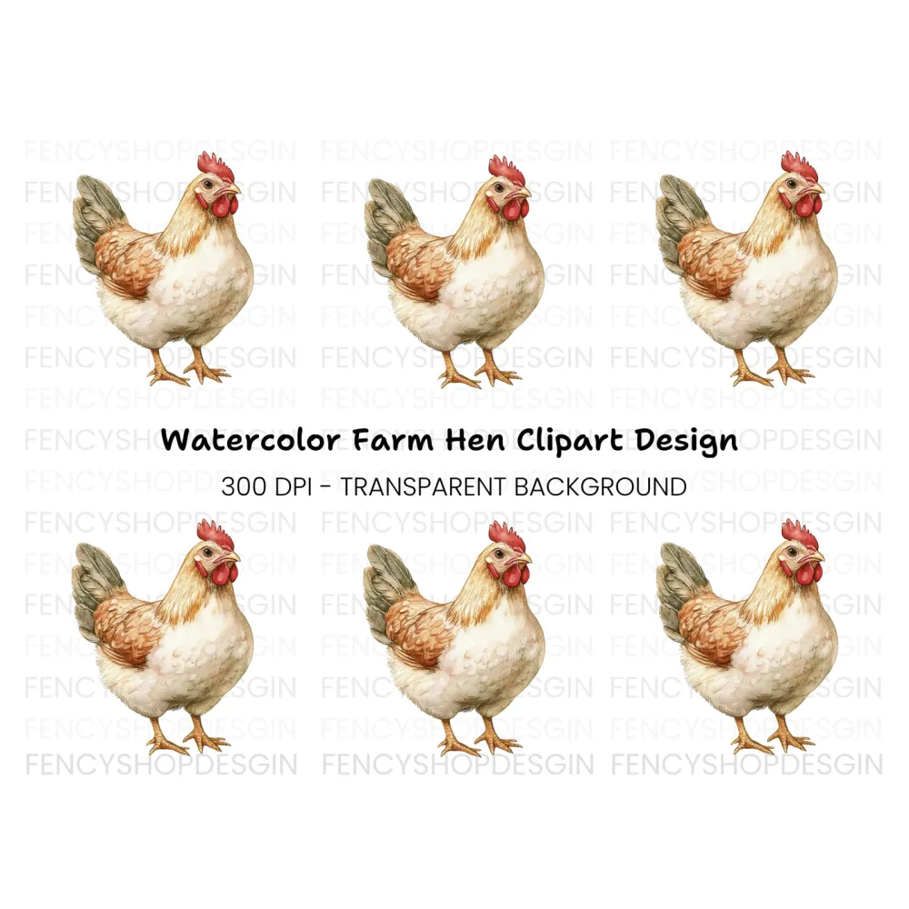 Brown Hen Farm Animal Clipart Bundle