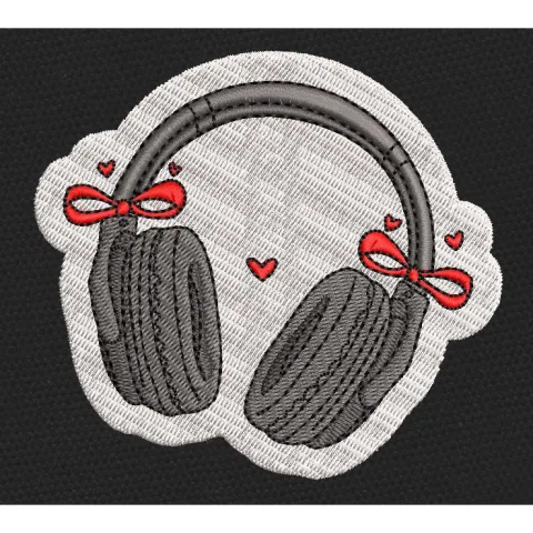 Headphones Embroidery Design