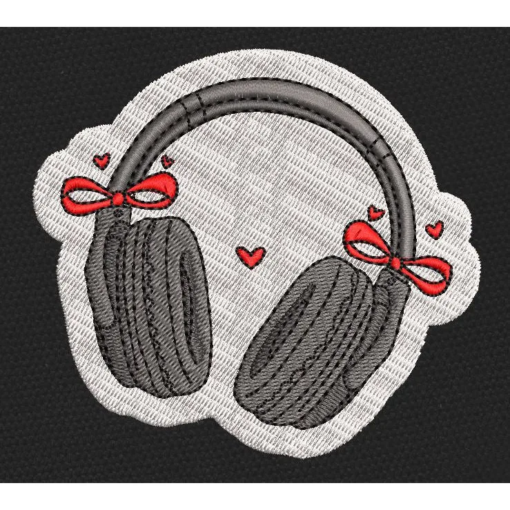 Headphones Embroidery Design