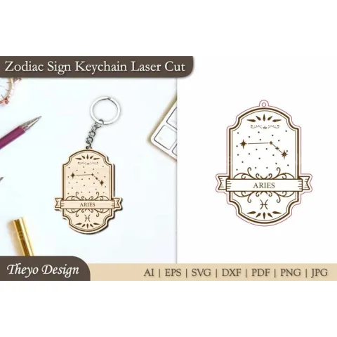Zodiac Sign Keychain SVG Bundle