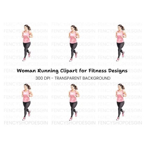 Fitness Woman Running Clipart Bundle