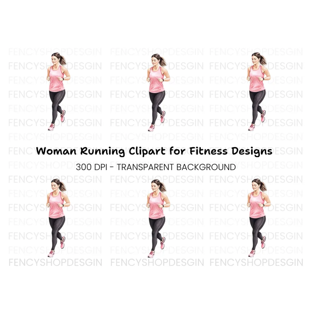 Fitness Woman Running Clipart Bundle