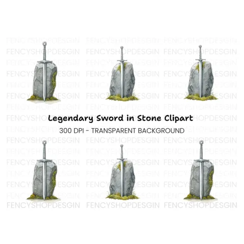 Excalibur Sword in Stone Clipart Bundle