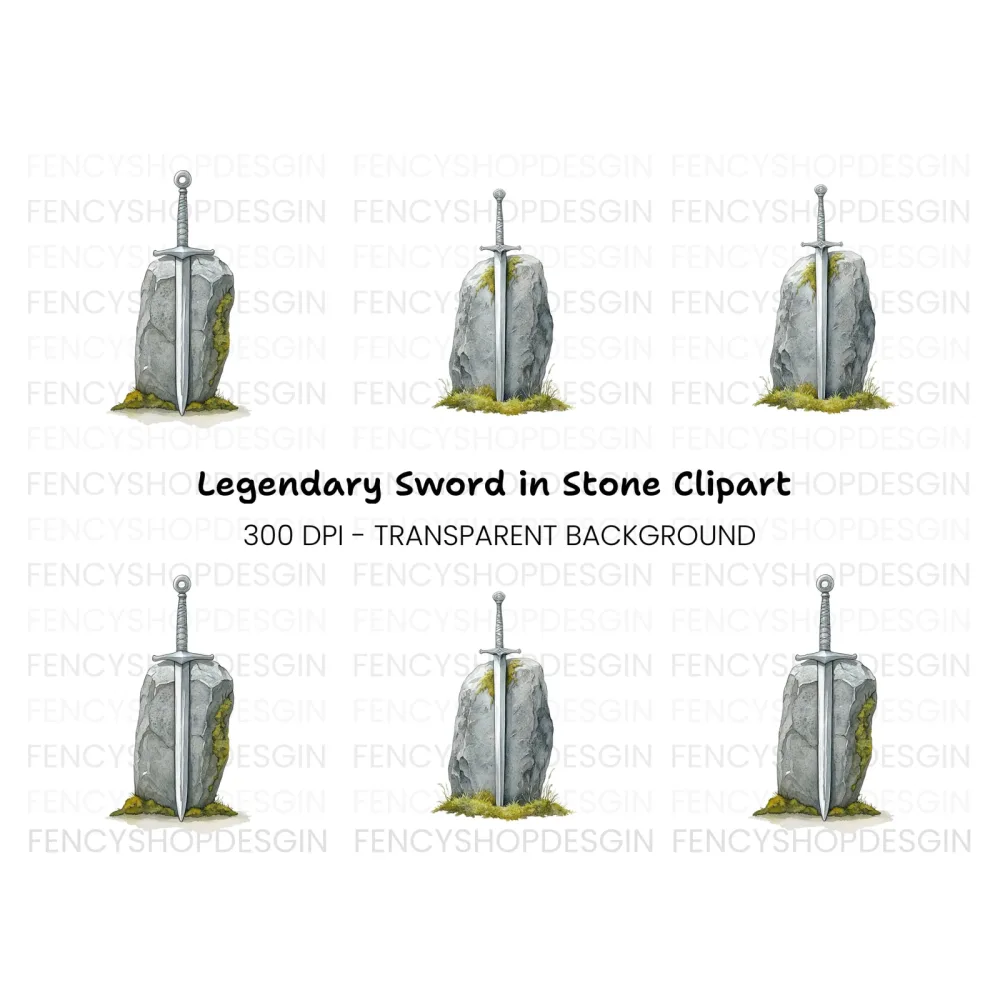 Excalibur Sword in Stone Clipart Bundle